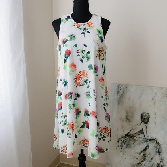 CALVIN KLEIN Floral watercolor Mini dress size 8 M - Picture 2 of 9